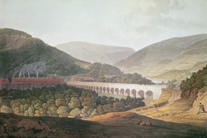 View of a Stone Bridge across the Valley and River at Risca in Monmouthshire